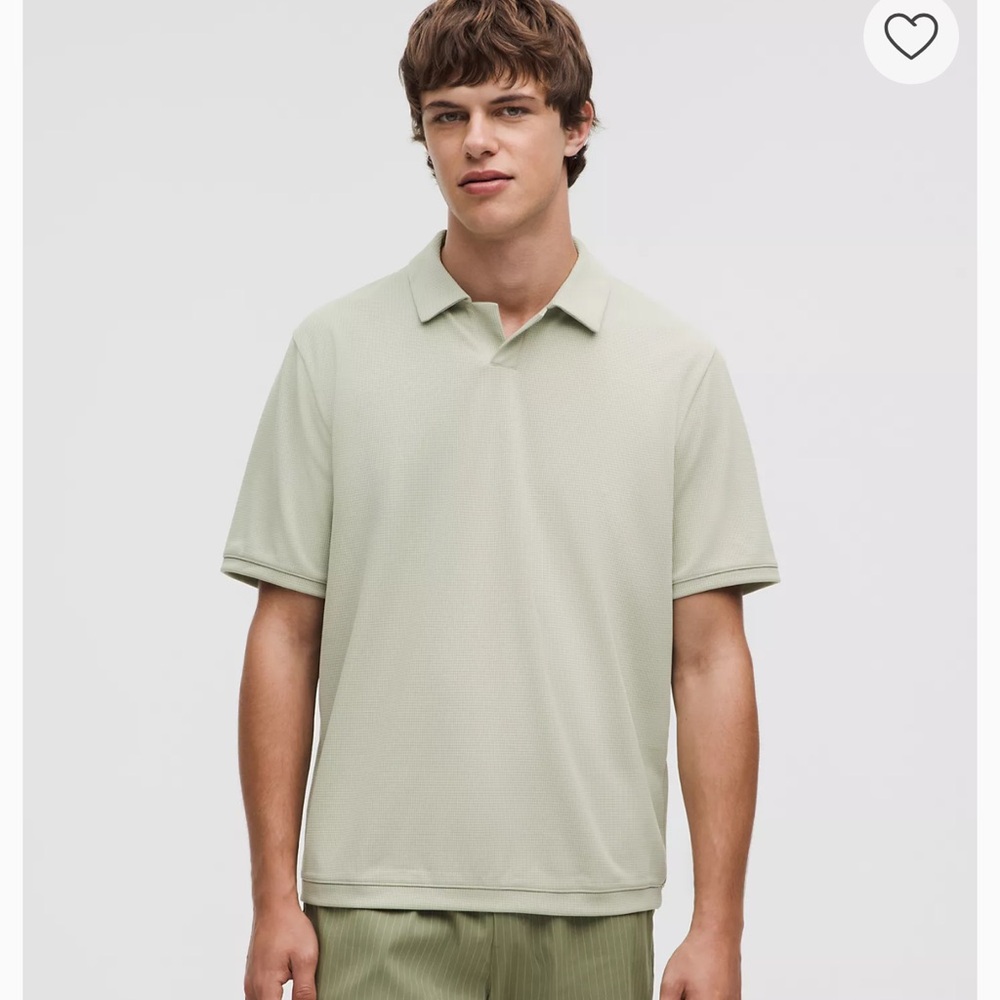 Lululemon Athletica Tan Textured Mesh Short-Sleeve Polo Shirt